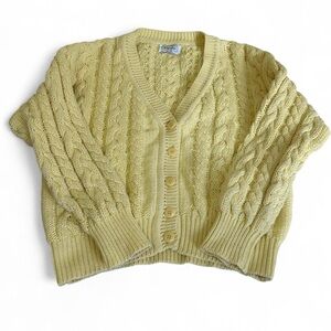 United Colors Of Benetton Light Yellow Cable Knit Cardigan